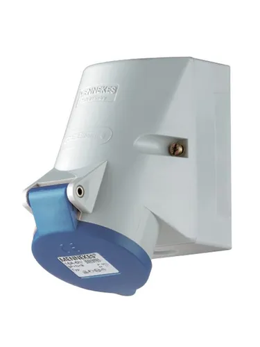 Mennekes Wandsteckdose 16A3P IP44 - Steckdosen & Zubehör - 16A3P 6H230V Wandsteckdose mit IP44-Schutz, ideal für Außenanwendungen und einfache Montage ohne Schrauben.