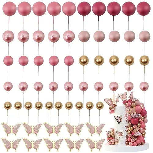 LARDUX 60 PCS Tortendeko Kugel in pink von LARDUX