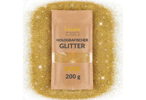 Creative Deco Bastelnaturmaterial 200g Holographischer Glitzerpulver für Wandfarbe