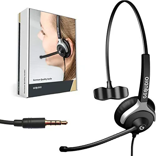 GEQUDIO Headset 3,5mm - Leichtes 1-Ohr Headset für PC, Smartphone & FritzFon - Kategorie: Headsets. Genießen Sie den ganzen Tag hohen Tragekomfort mit nur 60g Gewicht und einem flexiblen Mikrofon. Ideal für Büro und Home Office!