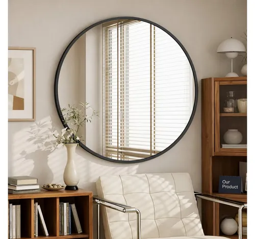 JOULISE Wandspiegel Rund 50/60/70 cm - Badspiegel mit klarem, verzerrungsfreiem Blick, ideal für Badezimmer, Wohnzimmer und Flur. Modernes Design für stilvolle Wohnräume und einfache Montage.