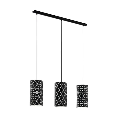EGLO RAMON Hängeleuchte, 3-flammig, schwarz - Moderne Pendelleuchte aus Stahl mit zylinderförmigem Design, geeignet für wechselbare Leuchtmittel. Ideal für stilvolle Beleuchtung in Wohnräumen.