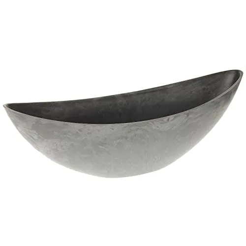 MACOSA CP54007 Pflanzschale Schiff dunkelgrau mamoriert Oval 39 cm Kunststoff Blumenschale grau Pflanzgefäß Blumentopf Jardniere Pflanzen-Topf Deko-Schale Übertopf Blumentopf
