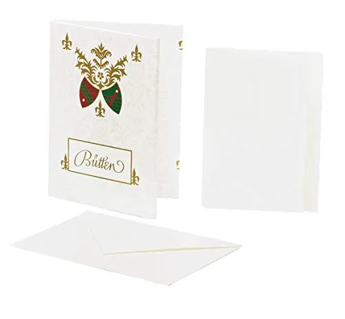 Kartenmappe Bütten weiß mit 10 Karten und 10 Briefhüllen - Sonstige, edles Büttenpapier in Weiß für besondere Anlässe, enthält 10 Karten und 10 gummierte Umschläge im A6/C6 Format.