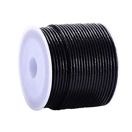 DonDon Lederband rund 15 Meter Rolle schwarz 3 mm