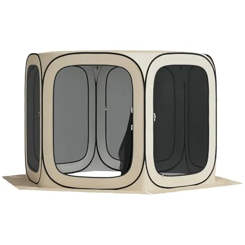 Outsunny Pop-up-Campingzelt für 6 Personen - Wurfzelt mit schnellem Aufbau und UV-Schutz, ideal für Camping und Gartenpartys, bietet Platz für 4-6 Personen und hervorragende Belüftung durch Netzfenster.