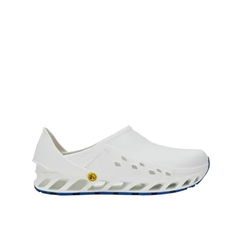 Scholl Evoflex - Ultraleichte Sanitärclogs für Herren und Damen mit verstellbarem Riemen - Innovative Sanitärclogs, die sich blitzschnell von Clogs zu Sneakers wandeln lassen. Ideal für den professionellen Einsatz in Kliniken und Küchen. Rutschfeste Sohle und atmungsaktive Memory-Einlegesohle sorgen für Sicherheit und Komfort.