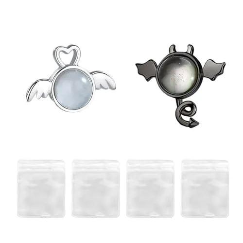 Engel Und Teufel Damen-Ohrstecker, 925er Silber, Hypoallergen, Modische Ohrstecker, Asymmetrischer Damen-Ohrring-Schmuck, Geeigneter Mädchen-Damen-Schmuck-Ohrstecker