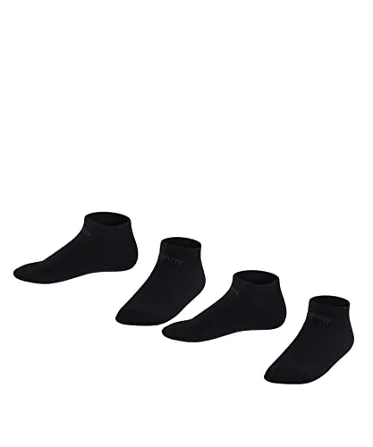 ESPRIT Unisex Kinder Sneakersocken Foot Logo Multipack K Sn Baumwolle kurz einfarbig 2 Paar, Schwarz Black 3000, 23-26