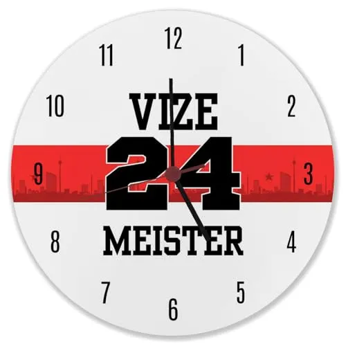 speecheese Stuttgart Brustring Wanduhr mit Spruch Vizemeister 2024 Fußball-Tradition aus Schwaben Überrasche jeden Vizegart mit Liga- und internationalem Flair