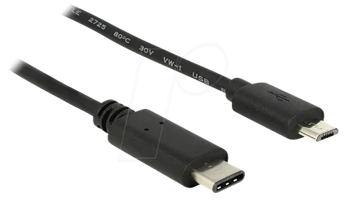 DELOCK 83333 - USB 2.0 Kabel, C Stecker auf Micro B Stecker, 0,5 m