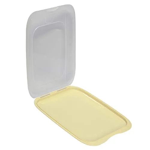 Hochwertige stapelbare Aufschnitt Box Frischhaltedose mit Deckel Wurstbehälter Vorratsdose aus Kunststoff Beige