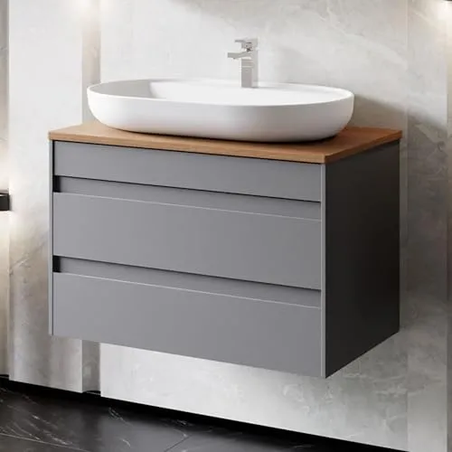 Karen Waschtisch-Set Lara – Minimalistischer Waschtisch mit Unterschrank - Waschtisch mit Unterschrank Lara, elegantes Design mit Softclose und 2 Schubladen, ideal für moderne Bäder. Erhältlich in verschiedenen Breiten für individuelle Anpassung.