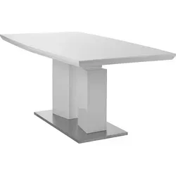 Home4You Ausziehbarer Esstisch in Weiß Hochglanz in weiß von Home4You