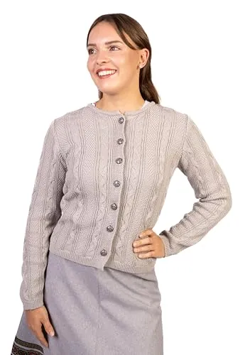 trachtl Marie Jacke - Elegante Trachtenjacke für Damen - Trachtenjacke aus hochwertigem Strick, verziert mit silbernen Knöpfen. Ideal für Frühling und Herbst, bietet Stil und Tradition in bayerischem Design.