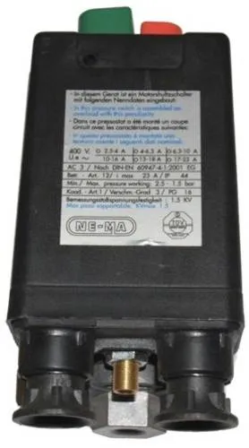 Nema Druckschalter 400 V - 10 bar - Kompressoren, zuverlässiger Druckschalter mit einstellbarem Druckbereich von 4-10 bar für effiziente Kompressorsteuerung.