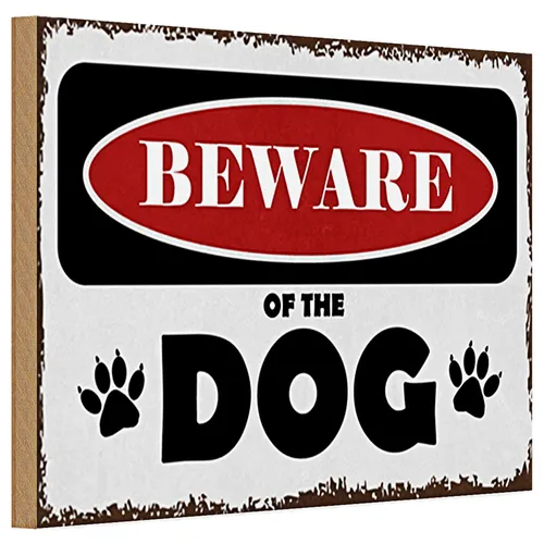 Holzschild Spruch 30x20cm beware of the dog Vorsicht Hund
