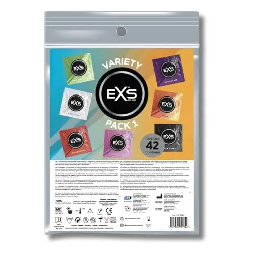 EXS Gemischte Sortenpackung 1, maximiert Spaß und Vergnügen, vegan, 42 Stück