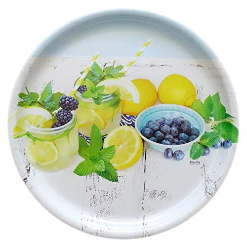 Lashuma großes Serviertablett, Kunststofftablett 40 cm Ø, Dekotablett rund Design: Limette