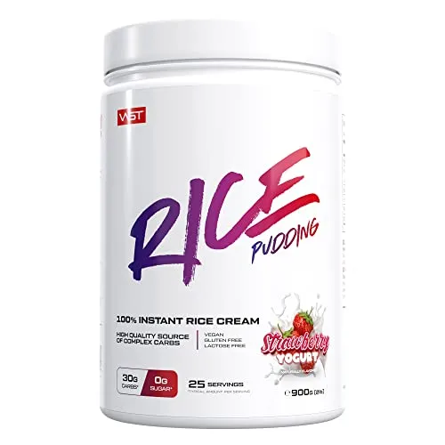 VAST Instant Rice Pudding – Strawberry Yogurt – 900g – Komplexe Kohlenhydrate – Perfekt als Pre- und Postworkout – Zuckerfrei, Fettfrei, Glutenfrei, Laktrosefrei