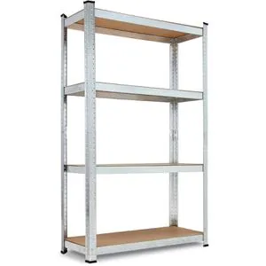 Monzana Schwerlastregal 106182, 4 Holzböden, 175kg Fachlast - Standregal mit 4 höhenverstellbaren Holzböden, robuste Fachlast von 175 kg und einfach montierbar ohne Werkzeug. Ideal für Lagerung und Organisation.