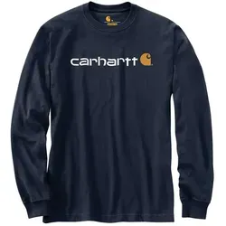 Carhartt Core Logo Longsleeve Blau, L - Auto & Motorrad - Hochwertiges Heavyweight Jersey mit relaxed Fit, ideal für Komfort und Langlebigkeit bei jeder Fahrt.