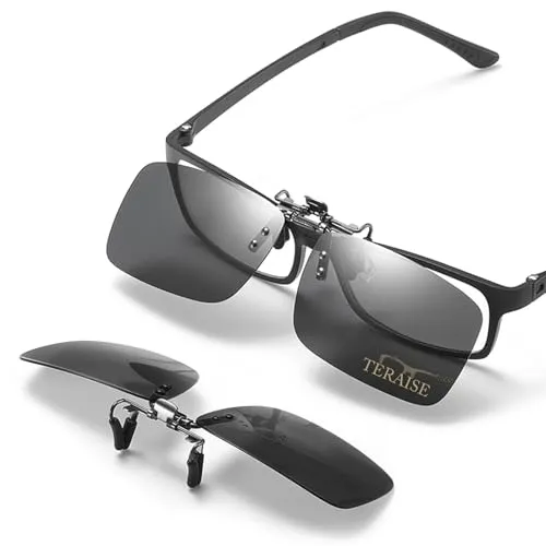 TERAISE Polarisierte Clip-On Sonnenbrille für Myopie - Sportsonnenbrillen für Herren, perfekte Lösung für myopische Menschen mit UV400 Schutz und leichtem Design, ideal für Outdoor-Aktivitäten wie Fahren und Reisen.