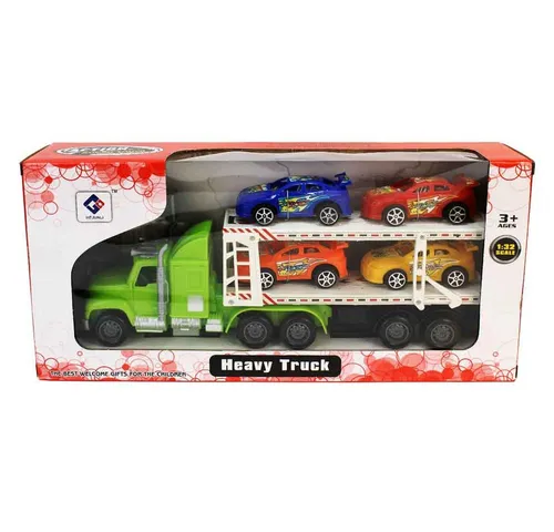 B&G INTERNATIONAL Spielzeug-LKW Spielzeug-LKW Transporter mit 4 Autos - ca. 31 cm, (1-tlg)