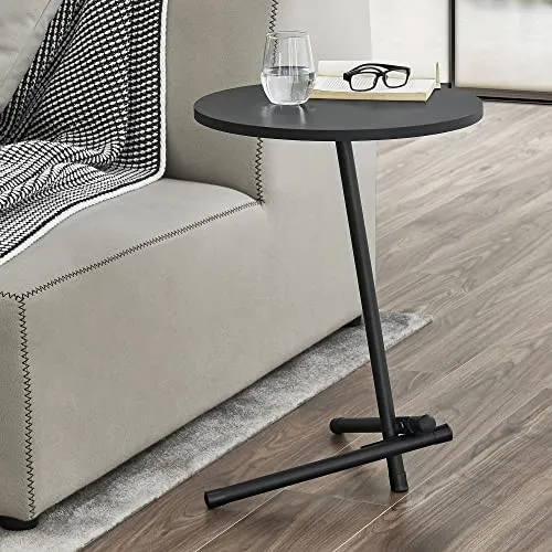 Beistelltisch Karup - Rund und Schwarz - Beistelltisch fürs Wohnzimmer, vielseitig einsetzbar mit zeitlosem Design, einfacher Aufbau und bis 15 kg belastbar. Ideal für Ihr Zuhause!