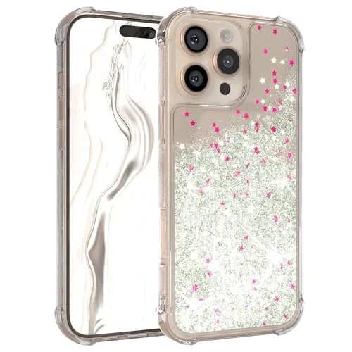 EAZY CASE - Glitzer Hülle - kompatibel mit iPhone 16 Pro Max Handyhülle für Apple iPhone 16 Pro Max Hülle Silikon leichtes Shiny Cover stoßfestes Phone Case als Fallschutz in Liquid - Silber