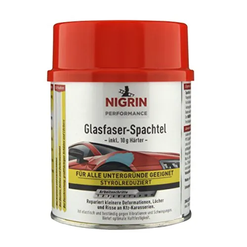 NIGRIN Performance Glasfaser-Spachtel, repariert kleinere Deformationen, Löcher und Risse, 500 g