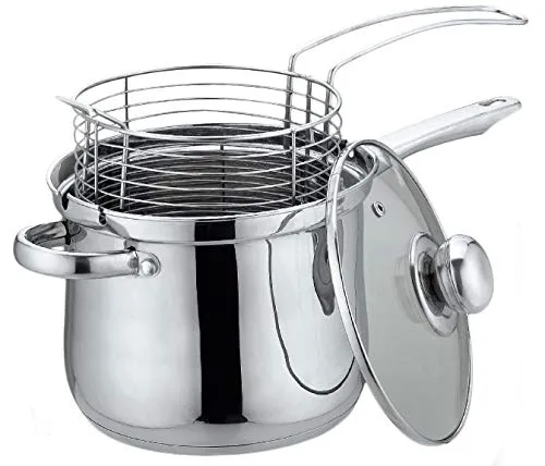 3,6L Stieltopf mit Frittierkorb KH-4581 - Pfannen für alle Herdarten, rostbeständig und inklusive Deckel – ideal zum Frittieren und Braten von Lebensmitteln.