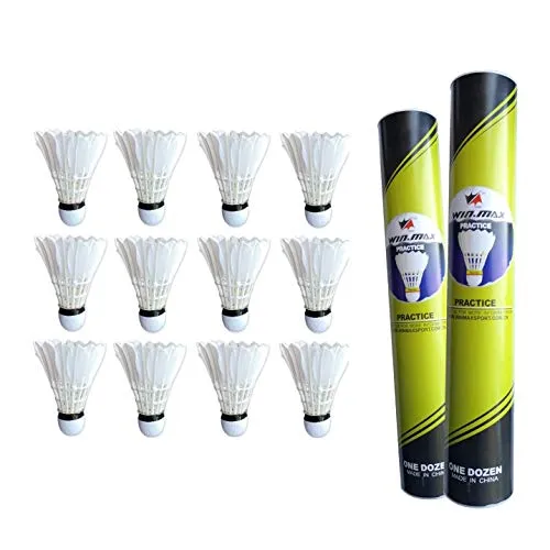 Rayline Sport Serie Federball Badminton Federbälle Naturfederbälle 12 x Federball Set Practice mit bis zu 16 Gänsefedern für Indoor Outdoor Anfänger Fortgeschrittene Trainingsbälle