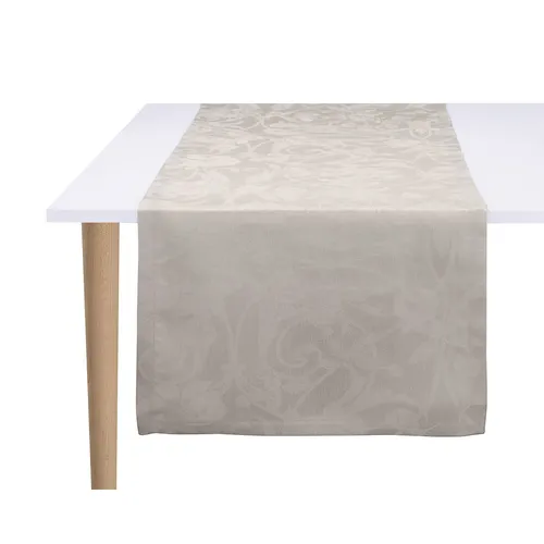 Le Jacquard Français Tischläufer Tivoli Sabbia 50x150 cm aus Leinen - Eleganter Tischläufer für festliche Anlässe, aus 100% Leinen, jacquard-gewebt und OEKO-TEX zertifiziert. Verleiht Ihrem Tisch eine stilvolle Note.