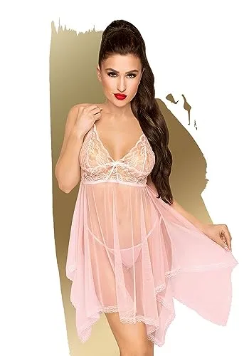 Penthouse, Babydoll, Negligee, verschiedene Größen, Dessous, 'Naughty doll', 2 Teile, rosa, Größe:S-M