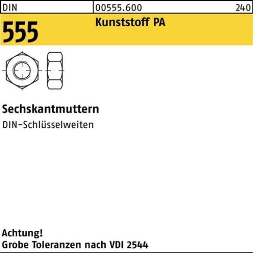Produktbild 100er PACK(Stk) 000555800000080000 Sechskantmutter DIN 555 M 8 Polyamid