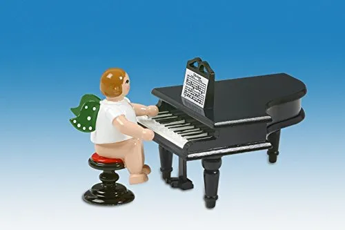 Rudolphs Schatzkiste Holzfigur Engel am Flügel mit Krone Höhe 6cm NEU Holzengel Instrument Seiffen Erzgebirge Figur Dekoration Holzfiguren Weihnachten Fensterschmuck Spielzeug Deko Weihnachtsfigur