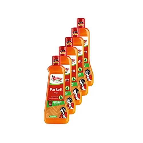 POLIBOY Parkett Pflege - Pflegendes Reinigungsmittel für Holzböden - Reinigungskonzentrat mit Avocadoöl - 5x 500 ml - Made in Germany