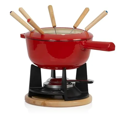 Mahlzeit Gusseisen Fondue Set für 6 Personen | 2 Liter in rot von Mahlzeit