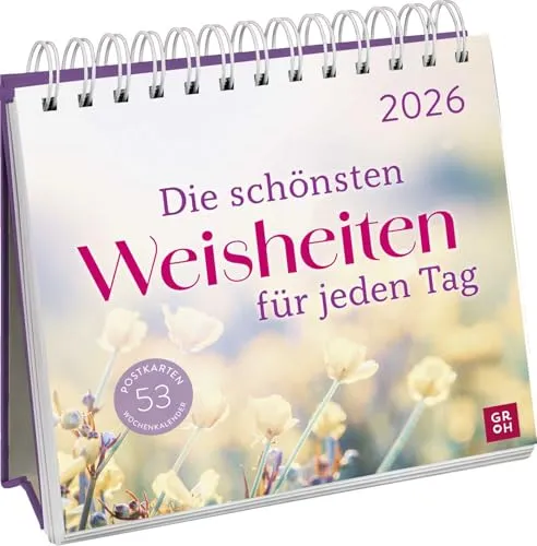 Postkartenkalender 2026: Die schönsten Weisheiten für jeden Tag - Hörbücher: Inspirierender Wochenkalender mit 53 herausnehmbaren Postkarten für tägliche Motivation und kreative Gestaltung.