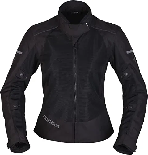 Modeka Veo Air Lady Textiljacke Damen schwarz 44 - Motorradjacke für Damen, ideal für heiße Tage dank großzügiger Mesh-Einsätze für optimale Belüftung und höhenverstellbaren Protektoren für besten Schutz.