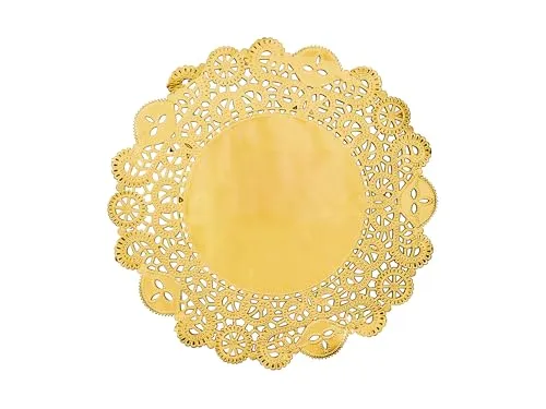 PartyDeco Tischsets Papier 35,5cm mit offenem Ornament Rand 50 Stück - Einweg Platzsets - Vielseitige Platzdeckchen & Tischuntersetzer für Weihnachten Hochzeit Geburtstag - Gold