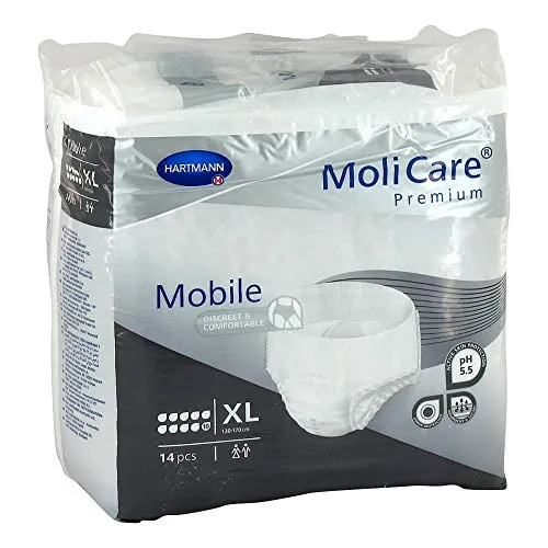 MOLICARE Premium Mobile 10 Tropfen Gr.XL - 14 St - Inkontinenzeinlagen für optimale Sicherheit und Komfort, ideal für aktive Menschen, die Mobilität schätzen.