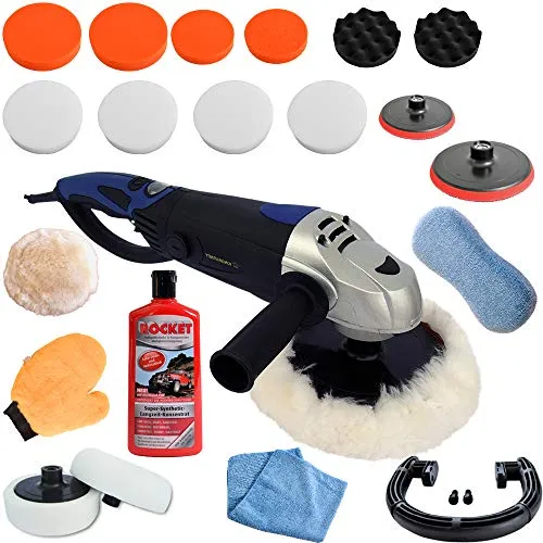 Duke-Handel Rotationspoliermaschine 1600W, Set 25 tlg. - Poliermaschinen - Hochwertige 1600W Rotationspoliermaschine mit 25-tlg. Zubehörset für perfekte Polierergebnisse und langlebige Qualität dank robustem Metallgehäuse.