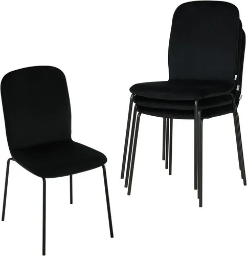 Woltu Esszimmerstuhl (4 St) - Stapelstuhl Samt mit Metallbeinen - Stühle im modernen Design, weich gepolstert und stapelbar. Ideal für Esszimmer und vielseitige Böden. Maximale Belastbarkeit von 150 kg.