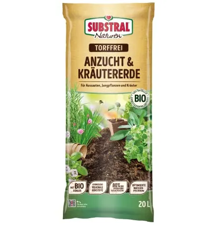 Substral Naturen Anzucht & Kräuter Erde Bio & torffrei 20l, für Aussaaten, Stecklinge und Kräuter, vorgedüngt