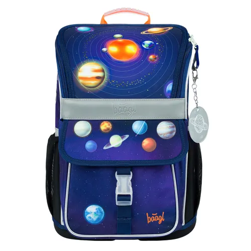 BAAGL Schulranzen Zippy Planets - Ergonomischer Schulranzen für Grundschüler, mit verstellbarem ERGO ADJUSTABLE SYSTEM für optimalen Tragekomfort und praktischem Flip-Open-System für schnellen Zugriff auf die Schulsachen.