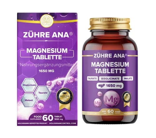 Zühre Ana® Magnesium 60 Tabletten – Starke Ergänzungsformel für Ihre Gesundheit - Mineralstoffe zur Unterstützung der Muskelfunktion und Energieproduktion, ideal für aktive Lebensstile und zur Förderung des Wohlbefindens.