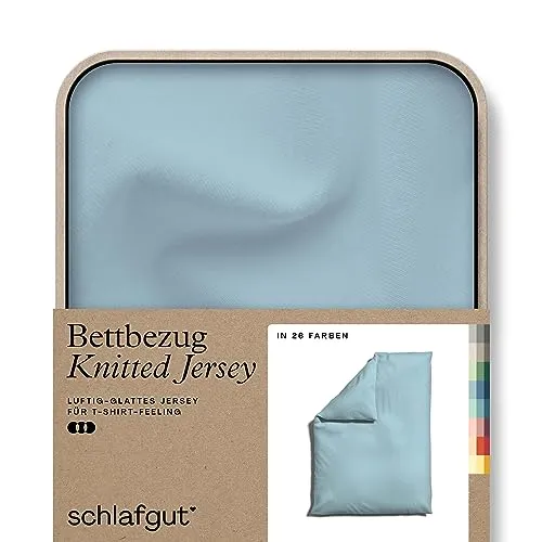 schlafgut Knitted Bio Bettbezüge 27001, 155 x 220 cm - Bettbezüge aus hochwertiger Bio-Baumwolle mit Elasthan, luftige Oberfläche, pflegeleicht und ideal für alle Jahreszeiten, sorgt für frischen Look ohne bügeln.