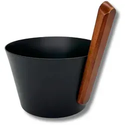 Blumenberg Sauna Aufgusskübel 5L Aluminium Schwarz - Eleganter 5L Saunaeimer aus hochwertigem Aluminium mit geradem Holzgriff. Ideal für stilvolle Saunarituale und eine moderne Saunaeinrichtung.